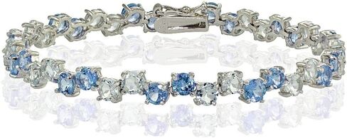 Ice Gems Sterling Silver 4mm London Blue and Blue Topaz Round Bracelet in Saudi Arabia