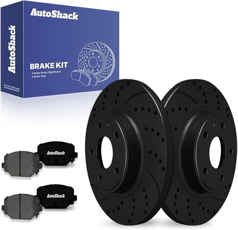 دوارات الفرامل الصلبة الخلفية من AutoShack + وسادات سيراميك 6 قطع بديلة لطقم الفرامل 2012-2020 Dodge Grand Caravan 2012-2020 Dodge Journey 2012-2016 Chrysler Town & Country 12.91 بوصة (328 مم) in Saudi Arabia