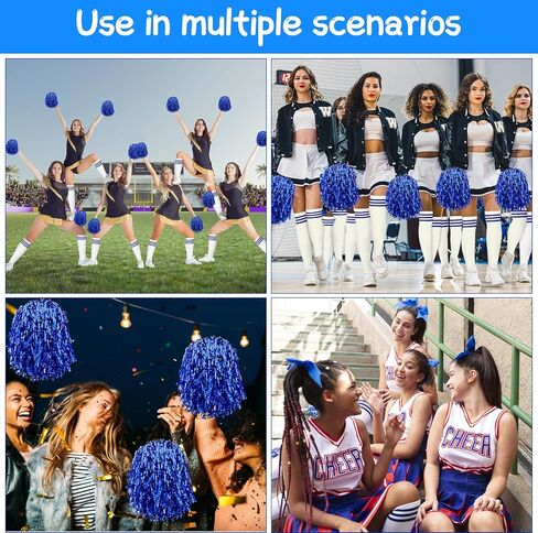 36 Pcs Cheerleader Gifts Bulk 8" Royal Blue Cheer Hair Bows Blue Cheer Socks Cheerleader Socks Bulk Pompoms Kit-Cheerleading Athletic Sock Pom Poms Cheer Accessories Sports Dance Squad Sports Rooter in Kuwait