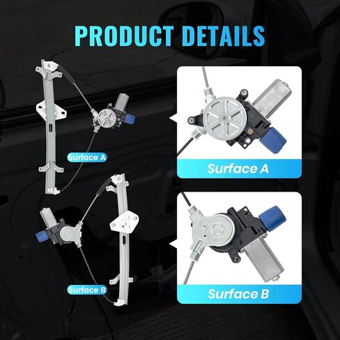 741-306 منظم نوافذ الطاقة الأمامي الأيسر للسائق مع محرك 6 دبابيس متوافق مع Honda Accord 2003-2007، استبدال #72250SDAA02 in Kuwait