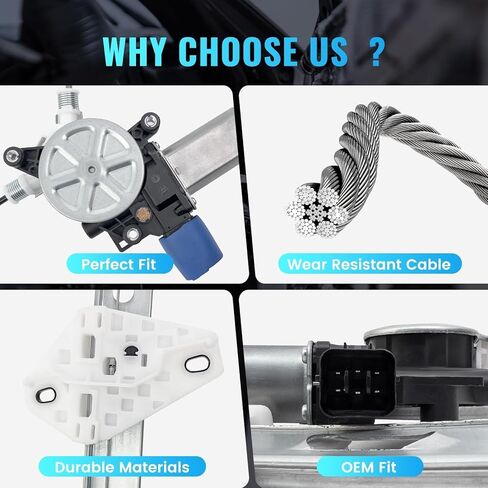 741-306 منظم نوافذ الطاقة الأمامي الأيسر للسائق مع محرك 6 دبابيس متوافق مع Honda Accord 2003-2007، استبدال #72250SDAA02 in Kuwait