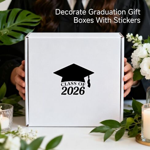 100 × 2025 ملصقات قبعة التخرج ، شارات فينيل غريز ، ملصقات حفل التخرج ، إعلان التخرج ، أختام مظروف الطرف ، ملصقات إغلاق المغلف ، 2 × 1.5 بوصة (أسود) in Kuwait