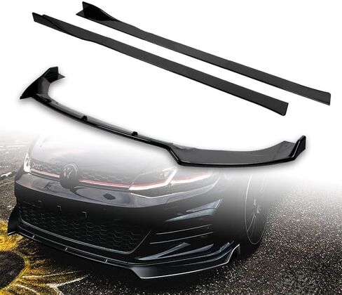 9pcs Combo Front Bumper Body Kit Lip + Side Skirt Extensions Diffuser Compatible with 2014-2020 Volkswagen Golf GTI MK7 2015 2016 2017 2018 2019 (Painted Black) in Saudi Arabia