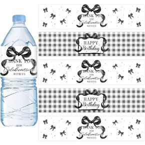 52Pcs Pink Bow Birthday Water Bottle Label Pink Bowknot Birthdays Party Decoration Pinks Birthdays Water Bottle Sticker She's Tying The Knot Decor for Girls Birthday Party Family Reunion in Kuwait
