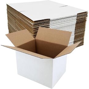 40 عبوة من صناديق الشحن الصغيرة مقاس 8 × 6 × 6 بوصات، صندوق من الورق المقوى المموج الأبيض لتغليف الأعمال الصغيرة والبريد والنقل in Kuwait