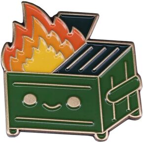 Green Dumpster Fire Soft Enamel Pin in Kuwait
