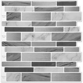 WOWSTAR 10 ورقات قابلة للتقشير واللصق بلاط باكسبلاش للمطبخ، عصا رش خلفية على البلاط لجدار المطبخ (رمادي وأزرق) in Kuwait