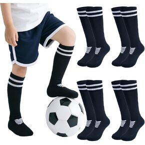 4 Pairs Toddler Soccer Socks Kids Baseball Sock Kids Boys Girls Knee Socks Striped Tube Socks Sports Socks in Saudi Arabia