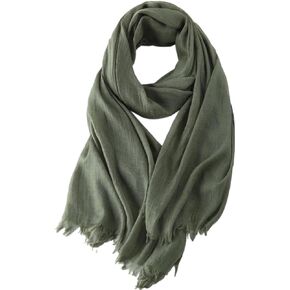 Solid Color Cotton Blend Scarf Lightweight Long Gauze Shawl Linen Beach Wrap Travel Scarf 75"×40" in Kuwait