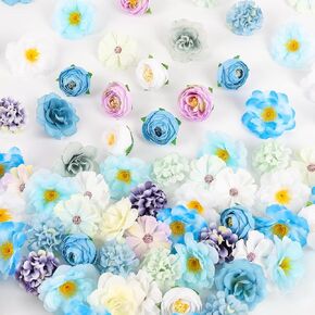 Fake Flower Heads Mini Silk Flowrs Bulk Small Flower 3D Loose Faux Daisy Rose Sunflowers Plum Blossoms Craft for Wedding Party Cake Baby Shower Home Decor, 110Pcs(Multicolor) in Kuwait