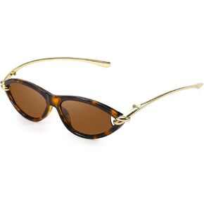 SODQW Gold Cat Eye Sunglasses for Women Trendy Retro Cateye Designer Sun Glasses with Metal Temples 2025 Fashion Shades in Kuwait