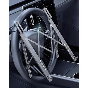 Steering Wheel Laptop Holder for Car SUV Pickup Truck Tesla Vehicle Workstation, Adjustable Foldable Portable iPad Tablet Laptop Stand for Desk, Tiktok Car Travel Essentials 2026 -Gray in Kuwait