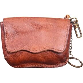 محفظة تغيير جلدية، محفظة عملات معدنية رئيسية من جلد البقر ومحفظة جلدية أصلية للرجال والنساء (أصفر) in Kuwait