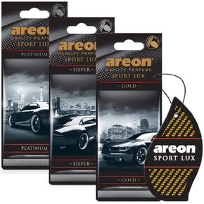 Areon Sport LUX Quality Perfume, Car & Home Air Freshener, Assorted pack of 3 (Platinum, Silver, Gold) in Kuwait