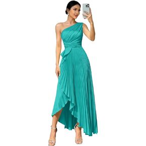 One Shoulder Chiffon Bridesmaid Dresses for Women A Line Pleated Wedding Party Dress High-Low Split Formal Maxi Gowns in Saudi Arabia