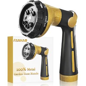 FANHAO Garden Hose Nozzle Heavy Duty, 100% Metal Water Hose Sprayer with 8 Spray Patterns, High Pressure Spray Nozzle Thumb Control On Off Valve for Outdoor Lawn & Plant Watering, Car & Pet Washing in Kuwait