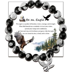 هدايا الكشفية النسر LIUANAN، أساور مطرزة بالحجر الطبيعي للرجال والنساء، مجوهرات النسور الأصلع، هدايا لمحبي الطيور، سوار الصداقة in Kuwait