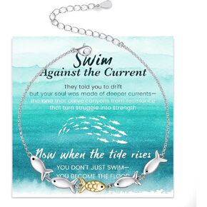 Swim Against The Current Bracelet 925 Sterling Silver Inspirational Jewelry for Women Gift in Kuwait