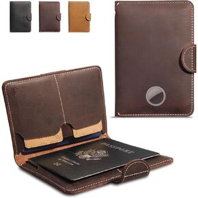 Passport Wallet - Leather Passport Book Cover - Passport Holder for Travel Family- Genuine Leather Travel Wallet Passport Holder for Man - Passport Sleeve with Slot for Airtag in Saudi Arabia