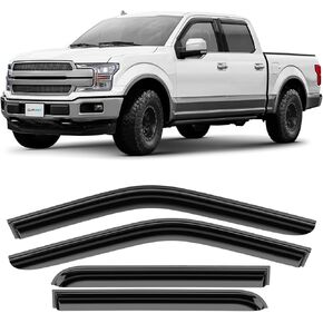 CLIM ART Incredibly Durable Rain Guards for Ford F250 F350 Super Duty 1999-2016 SuperCab, Tape-on Window Deflectors, Vent Deflector, Vent Window Visors for Cars, Truck Accessories, 4 pcs- 499117LP in Kuwait
