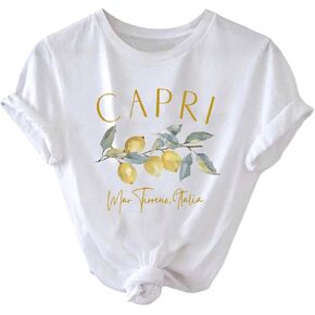 SweatyRocks Women's Lemon Fruit Print Graphic Tees Crew Neck Short Sleeve Casual T Shirt Summer Tops in Kuwait