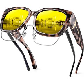 URUMQI نظارات شمسية مستقطبة فوق النظارات للنساء، حماية من الأشعة فوق البنفسجية 400 فوق النظارات الشمسية مع TR90، ظلال عدسات مربعة عصرية in Kuwait