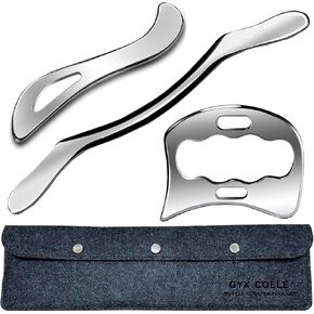 Professional Muscle Scraper Tool Set, Guasha Stainless Steel Physical Therapy Massage Tools with Storage Case, 3-Piece in Saudi Arabia