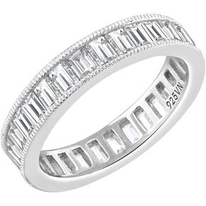 DIAMONBLISS مارلين مونرو خاتم الخلود | خاتم إنفينيتي من الفضة الإسترليني عيار 925 مطلي بالبلاتينيوم وقطع باغيت | 3 قيراط مكعب زركونيا ألماس محفز CZ in Kuwait