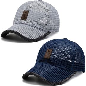 stablerice 2 Pieces Summer Mesh Baseball Cap for Men Women Adjustable Breathable Caps Casual Trucker Mesh Hat Baseball Hats in Kuwait