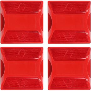 4 Pack Red Road Reflectors 4 inch Street Pavement Asphalt Stud Markers Great for Speed Bumps, Sidewalks, Pedestrian Crossings, Freeways Driveways in Kuwait
