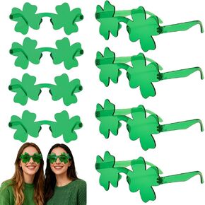 8 قطع من إكسسوارات يوم القديس باتريك، نظارة شمسية شامروك خضراء أيرلندية بأربع أوراق البرسيم للنساء، ملحقات نظارات الحفلات التنكرية in Kuwait