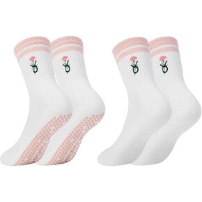 Women's Funny Print Crew Socks Cute Graphic Hiking Running Socks Mid Calf Sports Socks with Non-Slip Sole in Saudi Arabia