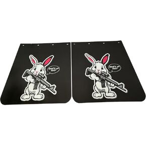 اللوحات الطينية المستقيمة مقاس 24 × 24 بوصة للشاحنات شبه ذات تصميم أرنب مضحك، واقيات الطين شديدة التحمل، قطعتان in Kuwait