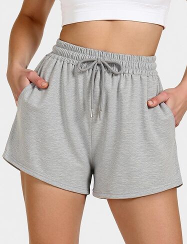 Womens Sweat Shorts, Summer Lounge Cotton Drawstring Shorts with Pockets Athletic Running Active Elastic Shorts 2024 in Saudi Arabia