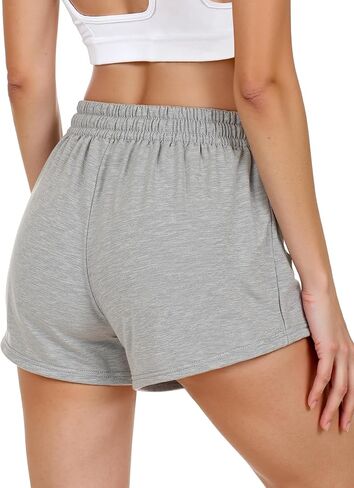 Womens Sweat Shorts, Summer Lounge Cotton Drawstring Shorts with Pockets Athletic Running Active Elastic Shorts 2024 in Saudi Arabia