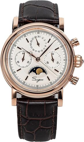 Sugess MoonPhase Master SU1908GWX Gold Swan Neck 40mm ST1908 Mechanical Chronograph Mens Wrist Watch Seagull 1963 in Saudi Arabia