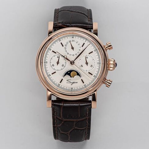 Sugess MoonPhase Master SU1908GWX Gold Swan Neck 40mm ST1908 Mechanical Chronograph Mens Wrist Watch Seagull 1963 in Saudi Arabia