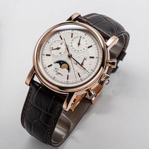 Sugess MoonPhase Master SU1908GWX Gold Swan Neck 40mm ST1908 Mechanical Chronograph Mens Wrist Watch Seagull 1963 in Saudi Arabia
