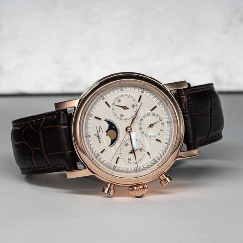 Sugess MoonPhase Master SU1908GWX Gold Swan Neck 40mm ST1908 Mechanical Chronograph Mens Wrist Watch Seagull 1963 in Saudi Arabia