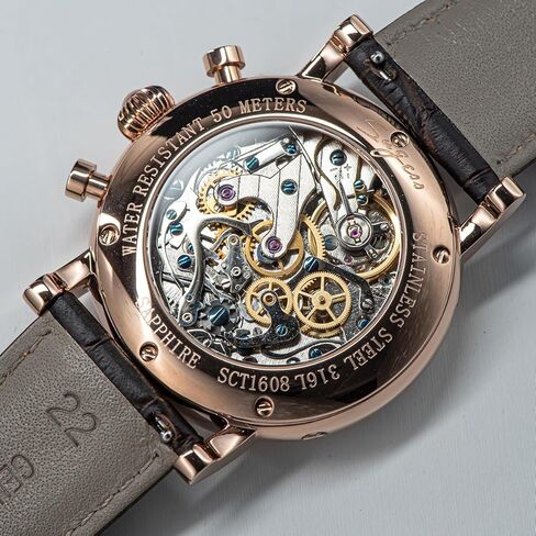 Sugess MoonPhase Master SU1908GWX Gold Swan Neck 40mm ST1908 Mechanical Chronograph Mens Wrist Watch Seagull 1963 in Saudi Arabia