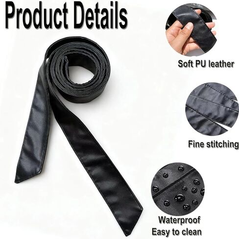 حزام للف النساء من الجلد الأسود حزام Obi للخصر ربطة عنق أنيقة وشاح ناعم من البولي يوريثان لمعطف على شكل ثوب وأحزمة وسترة بعرض 1.8 بوصة وطول 70 بوصة in Kuwait