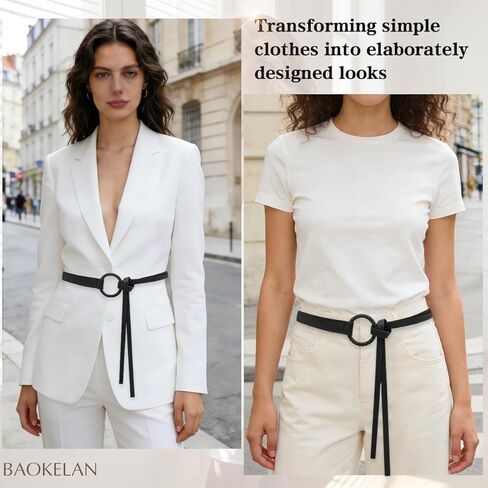 حزام رفيع رفيع للنساء من جلد البولي يوريثان معقود لأحزمة الخصر للفساتين in Kuwait