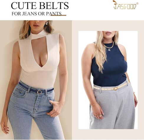 JASGOOD 4 Pack Women Skinny Leather Belts Thin Belt for Dresses Jeans Pants Ladies Waist Belt with Liquid Shapes Gold Buckle in Saudi Arabia