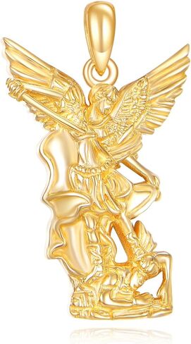 14K Real Gold Patron Saint Pendant Necklace Solid Yellow Gold Jewelry Religious Gifts for Women Men in Saudi Arabia
