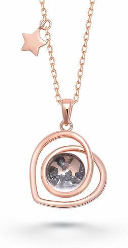Authentic Moon Rock Heart Series Necklace (From Lunar Meteorite NWA 11788)-18K Rose Gold Jewelry for Women with Adjustable Chain by Space & Meteorite in Saudi Arabia