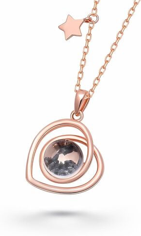 Authentic Moon Rock Heart Series Necklace (From Lunar Meteorite NWA 11788)-18K Rose Gold Jewelry for Women with Adjustable Chain by Space & Meteorite in Saudi Arabia