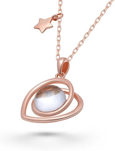 Authentic Moon Rock Heart Series Necklace (From Lunar Meteorite NWA 11788)-18K Rose Gold Jewelry for Women with Adjustable Chain by Space & Meteorite in Saudi Arabia