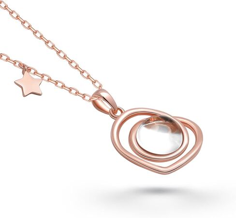 Authentic Moon Rock Heart Series Necklace (From Lunar Meteorite NWA 11788)-18K Rose Gold Jewelry for Women with Adjustable Chain by Space & Meteorite in Saudi Arabia