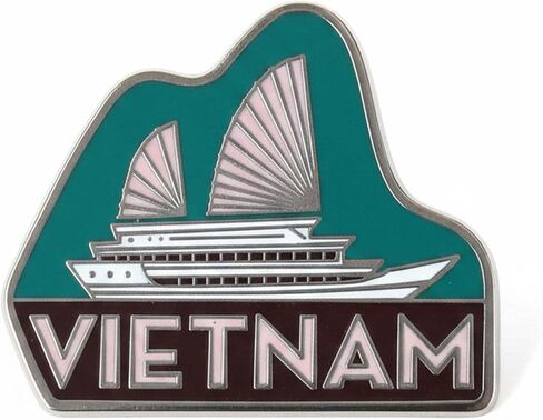 Vagabond Heart Vietnam Enamel Pin - Hard Enamel Lapel Pin Badge - Travel Souvenir Collectible - Metal Pin for Backpack Jacket Hat - Gift for Travelers - 1 inch with Butterfly Clutch in Saudi Arabia