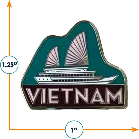 Vagabond Heart Vietnam Enamel Pin - Hard Enamel Lapel Pin Badge - Travel Souvenir Collectible - Metal Pin for Backpack Jacket Hat - Gift for Travelers - 1 inch with Butterfly Clutch in Saudi Arabia